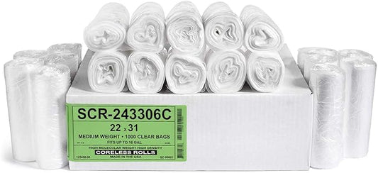 Aluf Plastics SCR-243306C 12-16 Gallon Trash Bags
