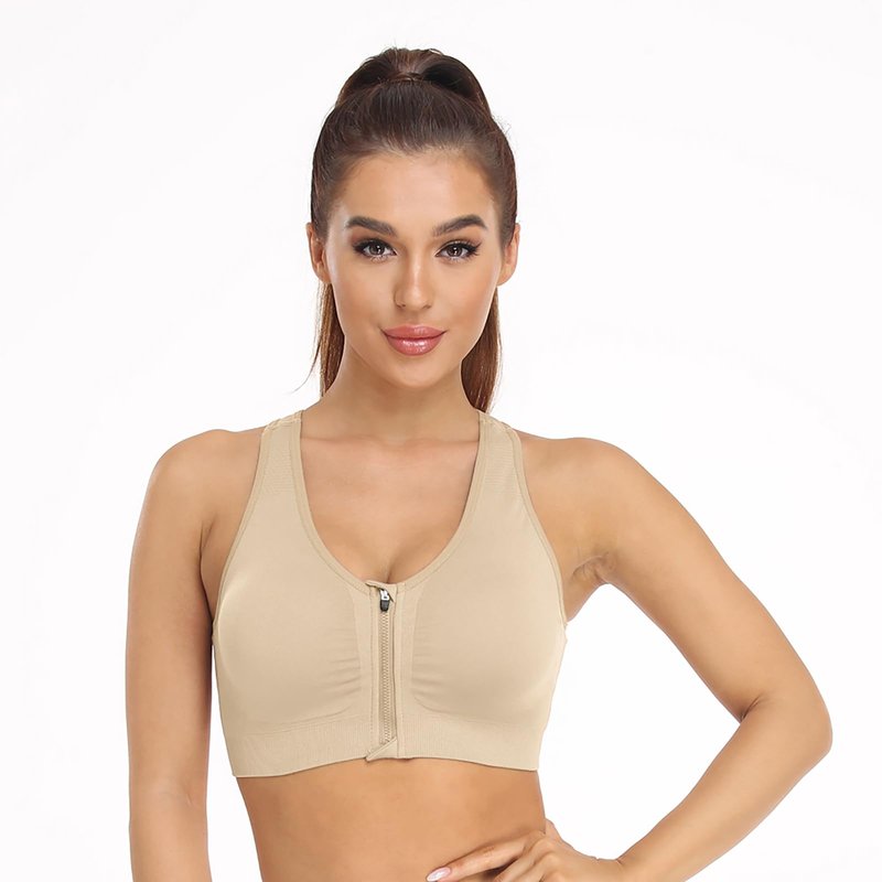 Women's Zip Front Sports Bra Wireless Post-Surgery Bra Zipper Closure Bras Padded Surgical Bra Racerback Workout Gym Yoga Bras 3 Pack Zip Up Compression Bras