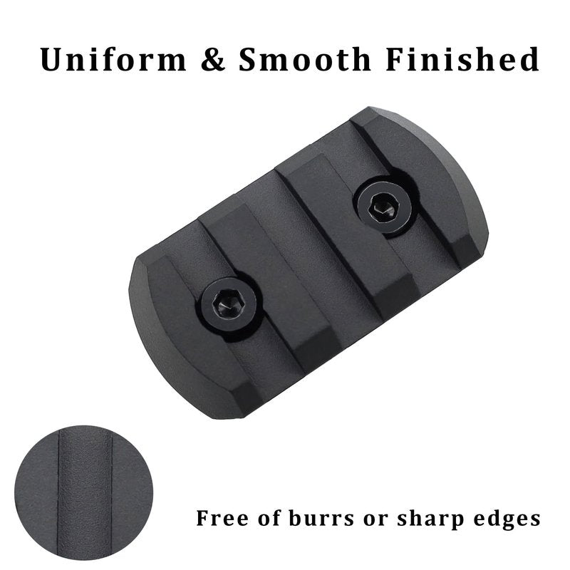 Ficero Mlok Picatinny Rail Aluminum Section Accessory, 3 Slots (2 Pack)