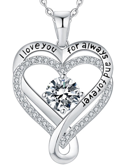 Jewelry for Women Wife Infinity Heart Birthstone I Love You Necklace S925 Anniversary Women Necklaces for Her Wife Birthday Gift Ideas, Birthday Present for Girlfriend Mom Daughter Sterling Silver