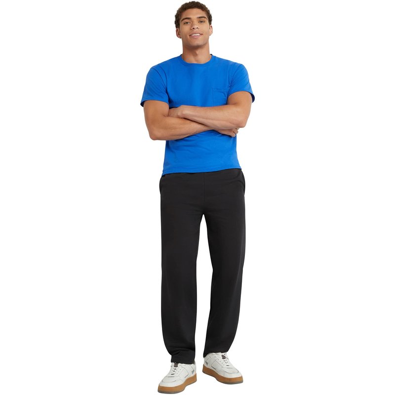Hanes Men's EcoSmart Open Leg Pant with Pockets, black, 2X