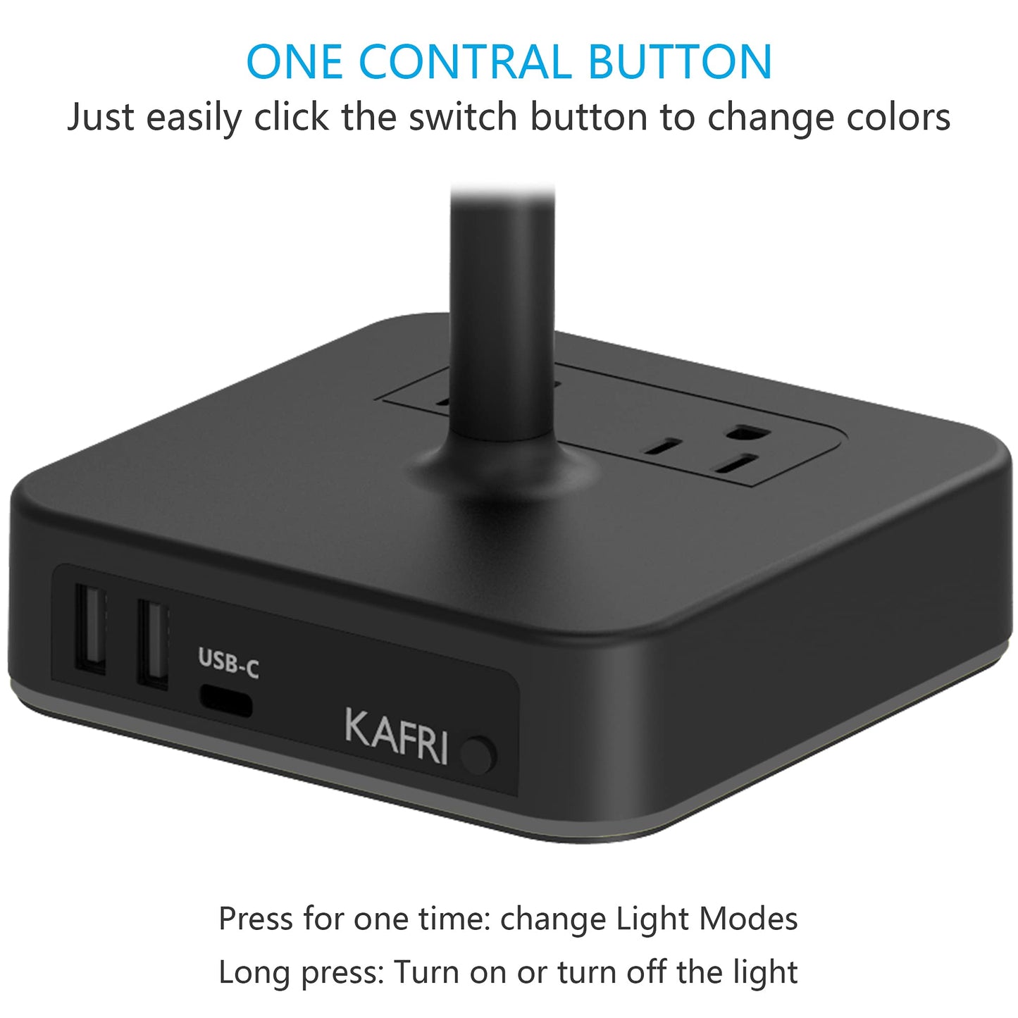 KAFRI RGB Dual Headphone Stand with USB C Charger Desk Gaming Double Headset Holder Hanger Rack with 3 USB Charging Port and 2 Outlet - Suitable for Gamer Desktop Table Game Earphone Accessories Gift