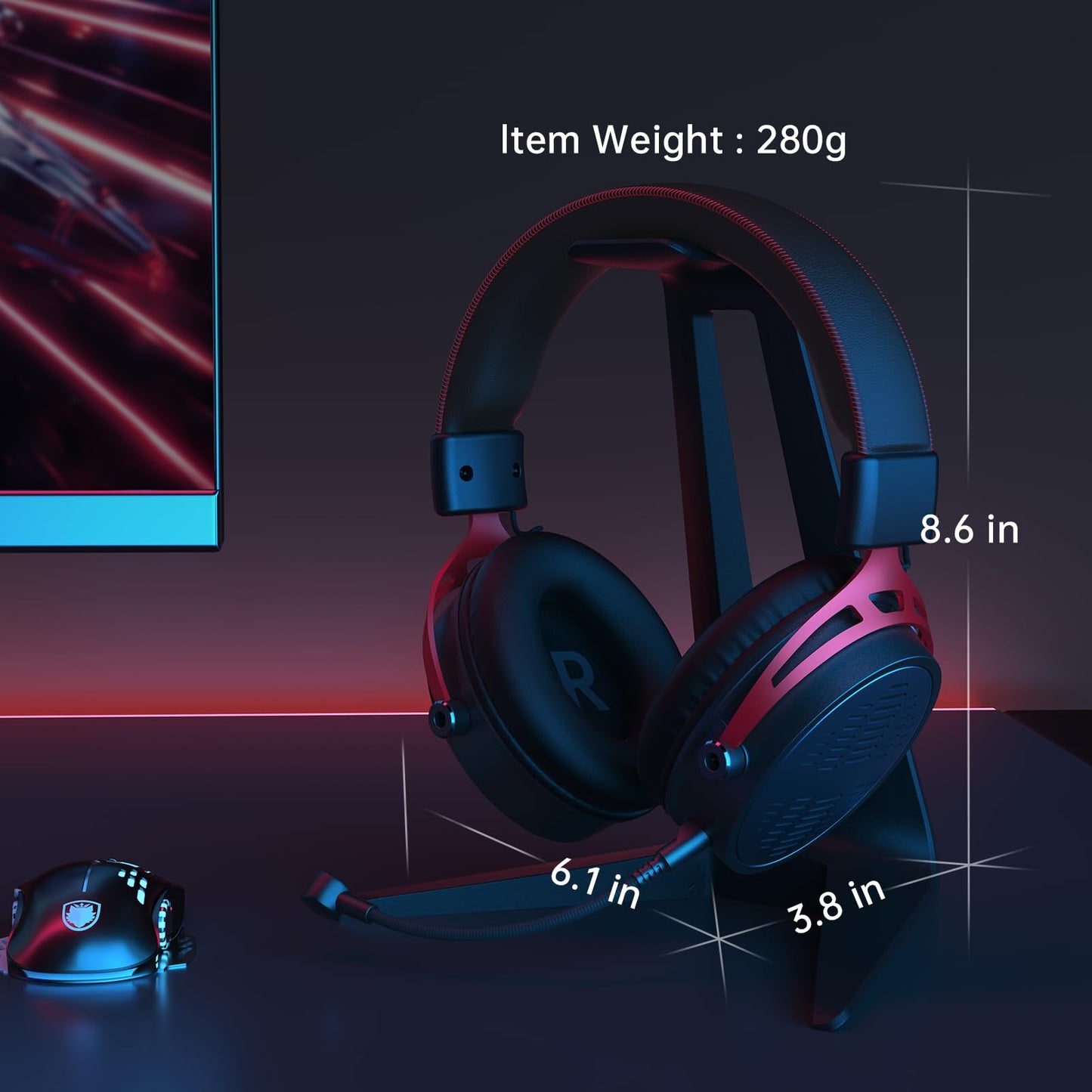 Gonbouyoku Wireless Gaming Headset, 2.4GHz Gaming Headset for PC, PS5, PS4, Switch, 60H Long Lasting Battery, Detachable Noise Cancelling Microphone, BlackReda