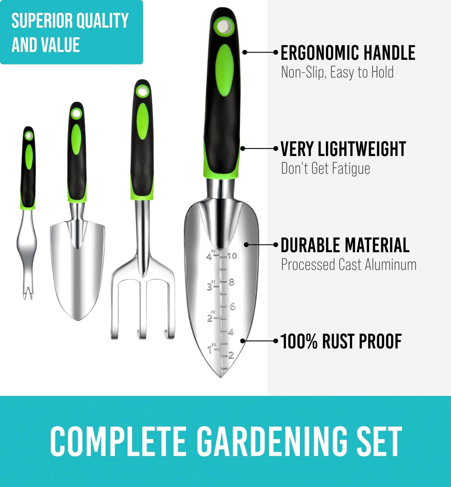GROWIT Heavy Duty Gardening Tools - 22-Piece Gardening Gifts for Women, Men, Mom, Dad - Durable, Ergonomic Garden Tools Set
