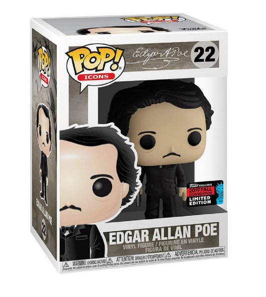 Funko Pop! Icons Edgar Allan Poe with Book 2019 NYCC Shared Sticker Exclusive
