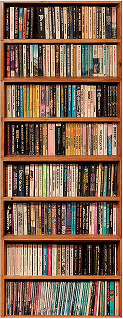 ChezMax Door Stickers Decals 3D Door Murals Peel and Stick, Removable Decorative Vinyl Wallpaper Waterproof Self Adhesive Wall Covers Poster for Home Office Decoration Vivid Bookcase 30.3"W x 78.7"H