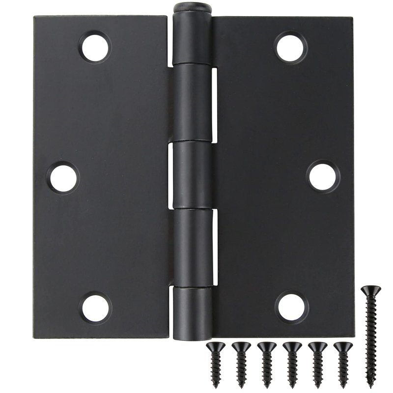 18 Pack 3 1/2 Inch Matte Black Door Hinges 3.5" Interior Square Iron Bifold Silver Standard Residential 3 ½"Satin Nickels Hinge for Doors Hardware Kit Tool Office Bedroom Study Living Room Decor
