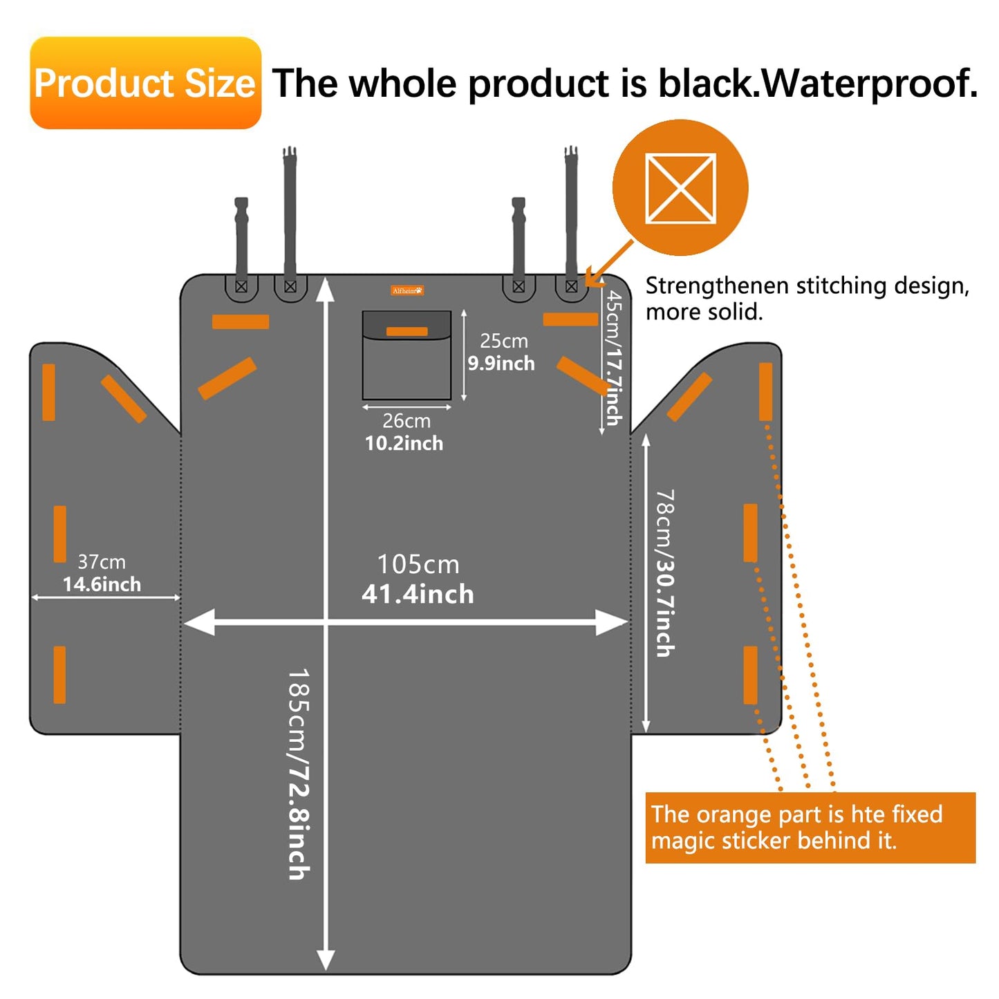 Alfheim Car Boot Liner Protector - Nonslip Waterproof Pet Dog Back Seat Cover - Durable Washable Cargo Cover Mat Travel, Universal for Medium Small Car Truck SUV (Black)
