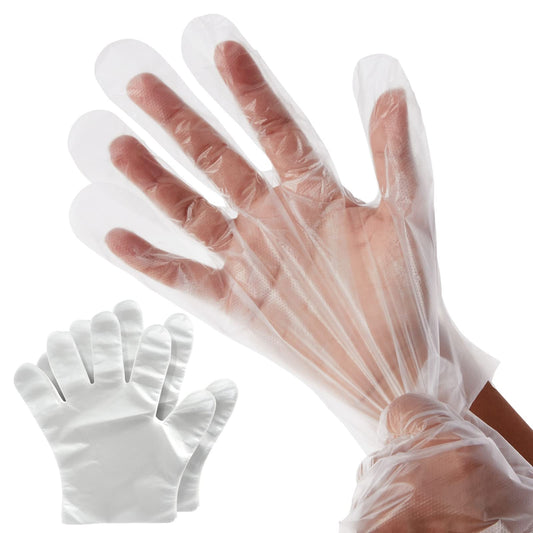 Juvale 100-Pack Transparent Plastic Disposable Food-Safe Gloves for Cooking, Kitchen Prep, Baking, and Food Handling (One Size Fits Most, Clear) - Plastic Gloves