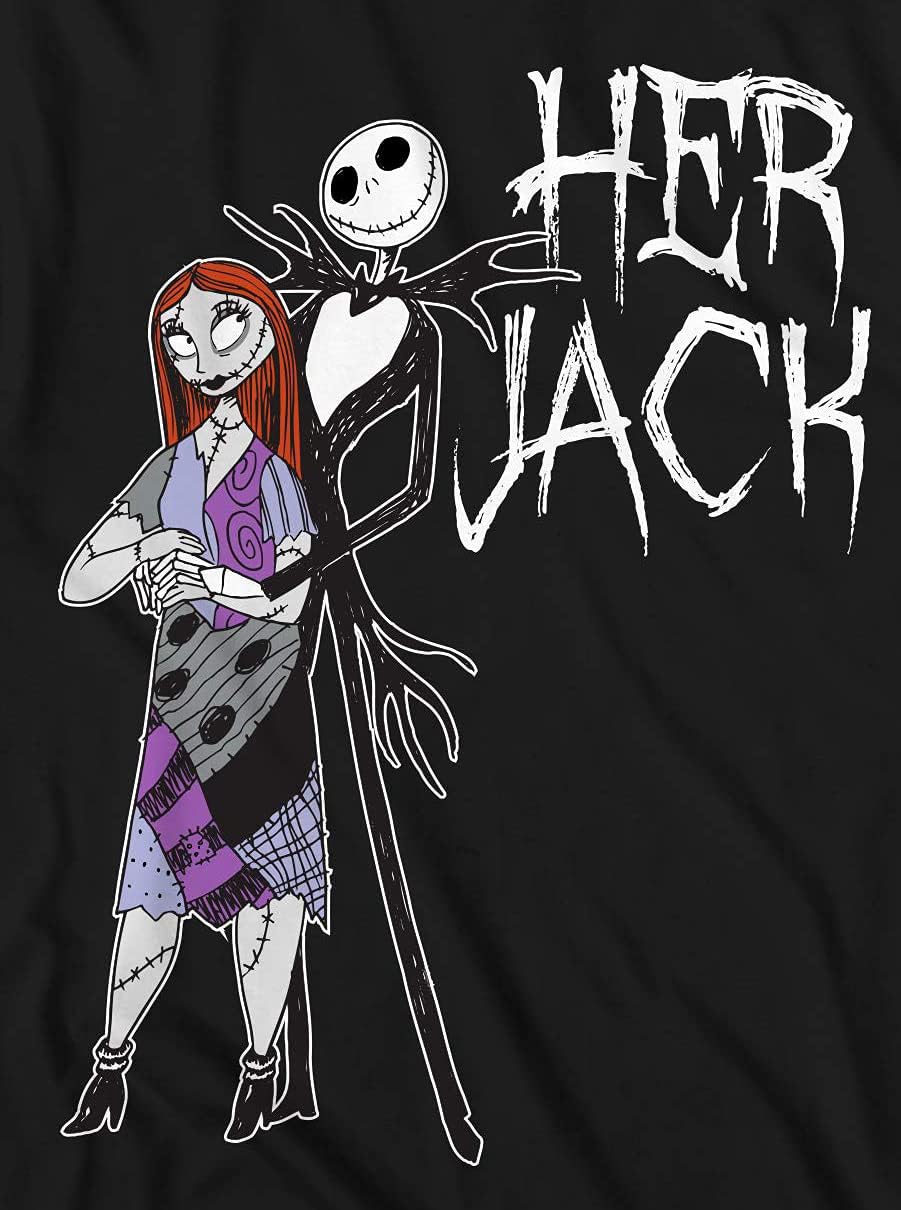 Disney Nightmare Before Christmas Her Jack Couples Adult T-Shirt(Black Jack,X-Large)