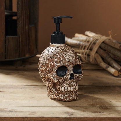 Skull Soap Dispenser with Rust Proof Pump, Refillable Liquid Hand Lotion Bottle for Bathroom, Bedroom and Kitchen（New Upgrade Pump）.