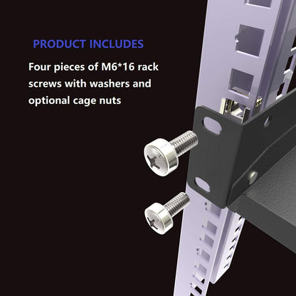Jingchengmei 2 Pack of 1U Disassembled Vented Cantilever Server Rack Mount Shelf 10" (254mm) Deep for 19" Network Cabinet or Equipment Rack (10V2PC)