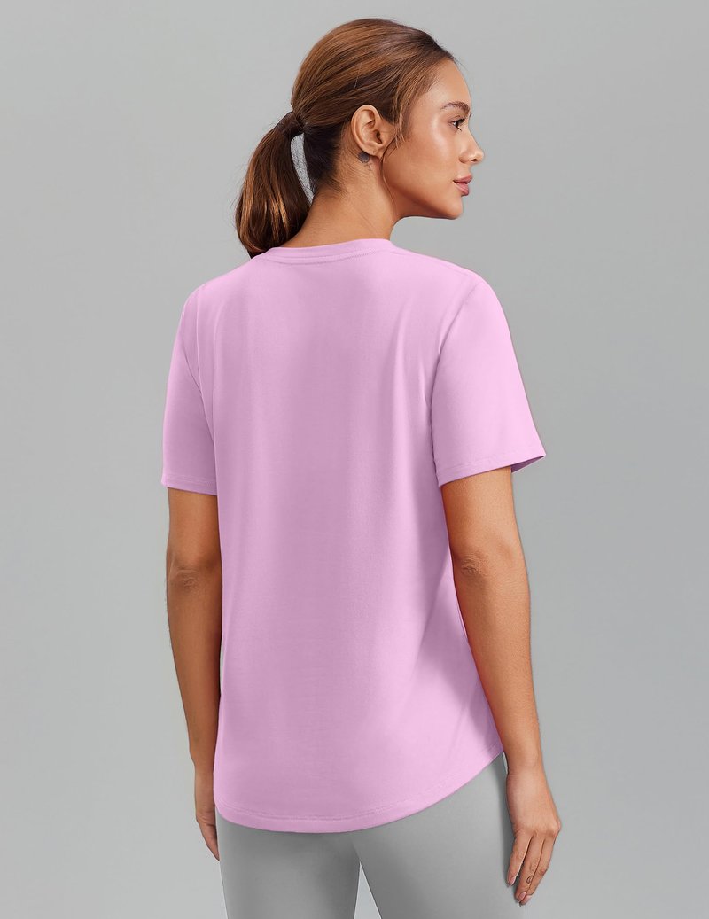 PINSPARK UPF 50 Sun Protection Shirts for Women Short Sleeve V Neck Hiking Tops Moisture Wicking UV Outdoor T-Shirts Quick Dry,Light Pink XX-Large
