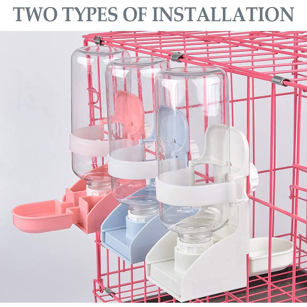 17oz Rabbit Water Feeder, Pet Cage Suspended Water Dispenser, Hanging Automatic Small Animal Water Bottle Bowl for Bunny Chinchilla Hedgehog Ferret Hamster