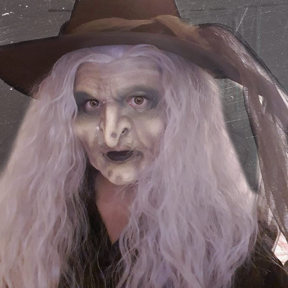 Witch Wig Old Lady Wig Women Long Grey Curly Costume Wig Cosplay Halloween Hair