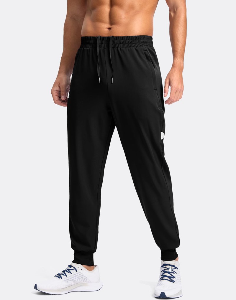 G Gradual Men's Joggers with Zipper Pockets Lightweight Athletic Workout Pants Quick Dry Sweatpants for Men Running Hiking(Black,M)