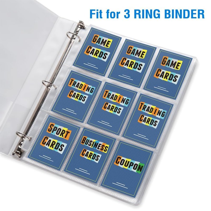 120 Pack 9 Pocket Page Protectors, Sooez Double Sided Trading Card Sleeves for 3 Ring Binder, Baseball Cards Holder, Protective Pages Sheets for Binders Album, Fit for Collectible Games, Sports Cards