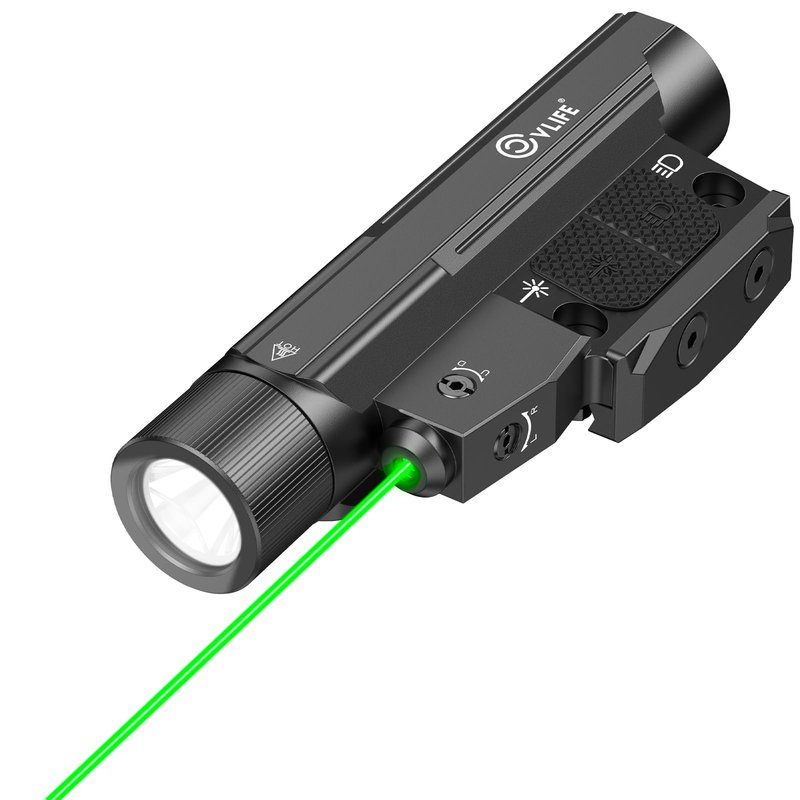 CVLIFE 2600 Lumens Compact Rifle Laser Light Combo with Easy Touch Switch, Ar Light Compatible with M-Rail and Picatinny, Magnetic Rechargeable Ar Flashlight with Green Laser for Home Defense, Hunting