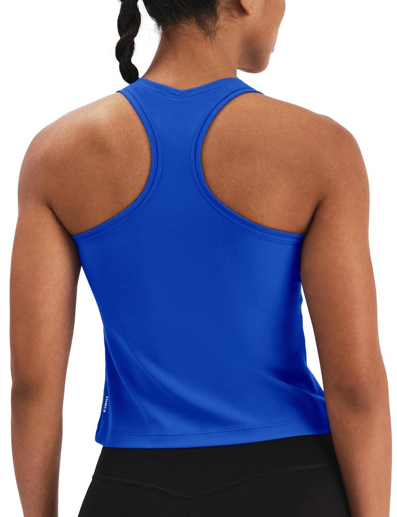 K-Swiss Women's Yoga Tank Tops - Wortkout Top Racerback Sleeveless Waist-Length Slim Fit Gym Athletic Tanks, Navy Blue, M