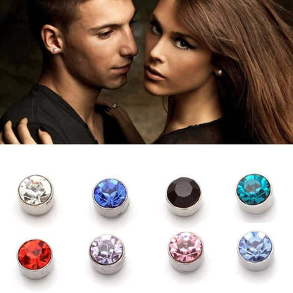 LIUJZZJ 12 Pairs Crystal Rhinestone Magnetic Clip Non Piercing Fake Earrings Fashion Jewelry（Multi-Color）