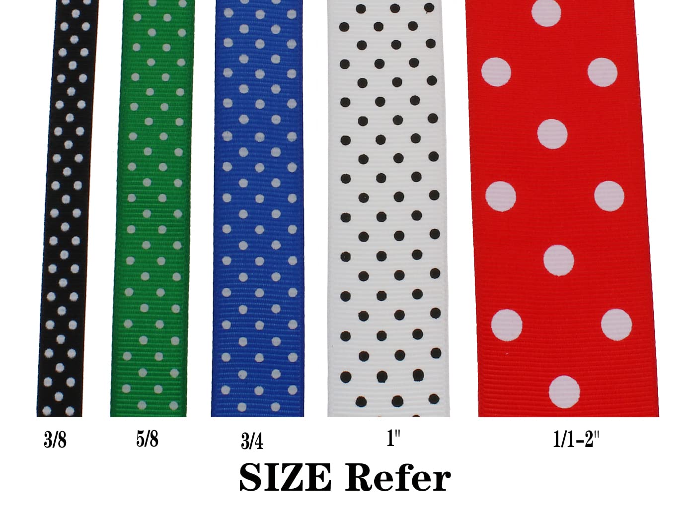 DXEUD Polka Dot Grosgrain Ribbon 25 Yard Each Roll 100% Polyester (3/8", Black)