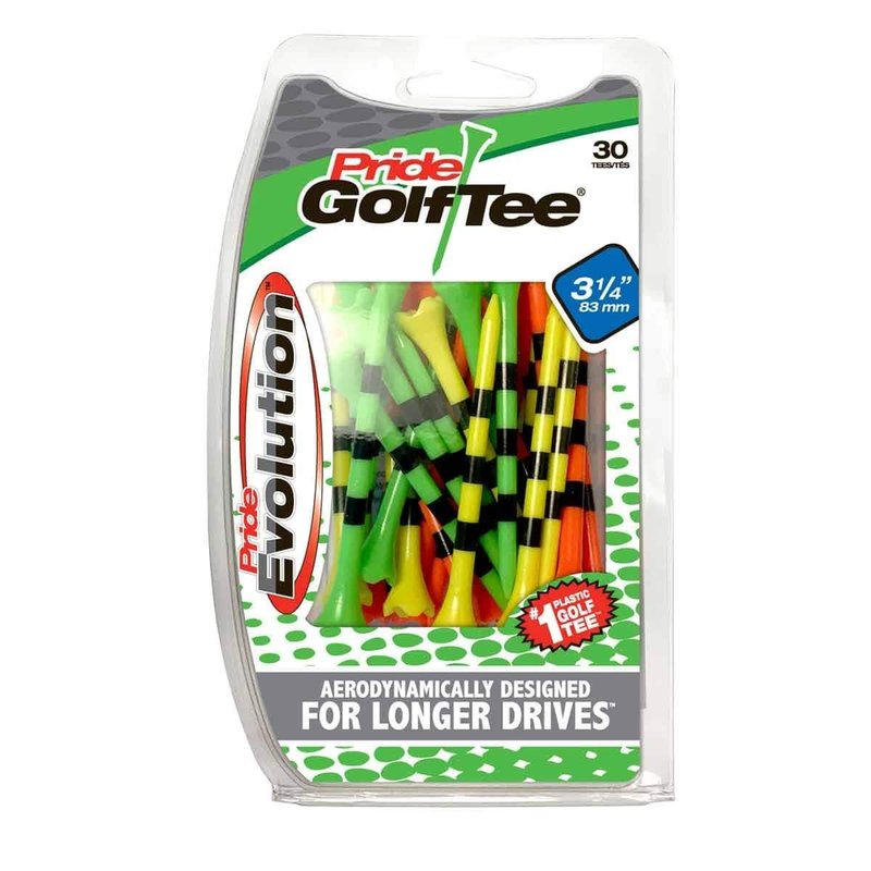 Pride Performance Professional Tee System Evolution 3-1/4 Inch Plastic Golf Tees (30 Citrus Mix 3 1/4" Tees)