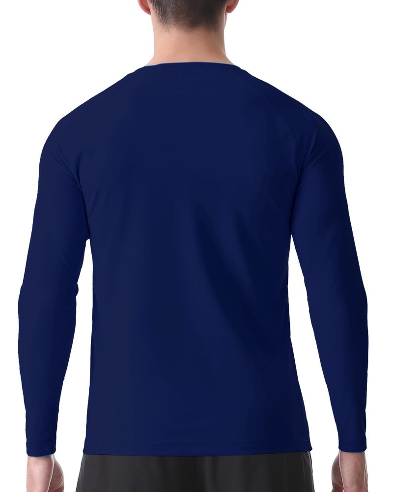 Roadbox Mens UPF 50+ Swim Shirt, Long Sleeve Sun Protection Rash Guard, Slim Fit Fishing Shirts for Beach Surfing Hiking Navy Blue