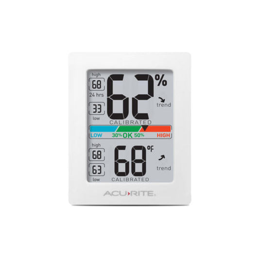 AcuRite Humidity Meter Hygrometer and Indoor Digital Thermometer with Temperature Gauge and Humidity Gauge, Room Thermometer Comfort Scale, 3 x 2.5 Inches, White (01083M)