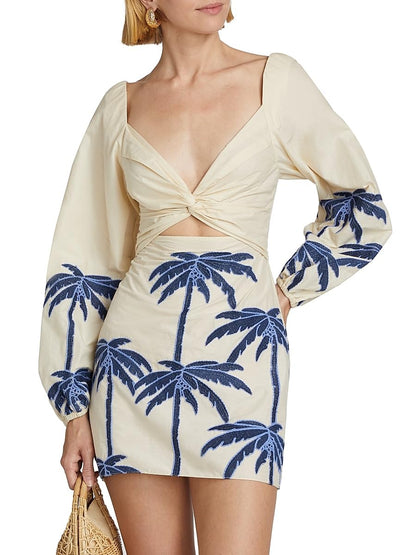 Johanna Ortiz, Power Of The Sea Minidress, 8, Ecru Blue