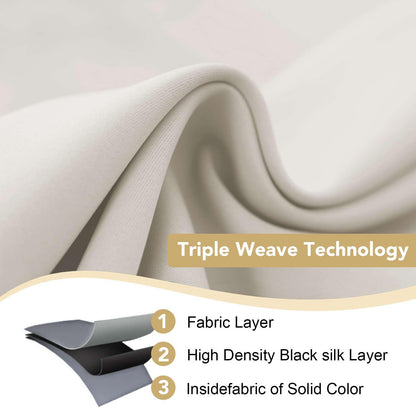 H.VERSAILTEX Blackout Curtains for Bedroom Thermal Insulated Room Darkening Living Room Curtains 63 Inch Long Grommet Privacy Protection Window Curtain Panels/Drapes for Nursery,2 Panels,Ivory/Cream