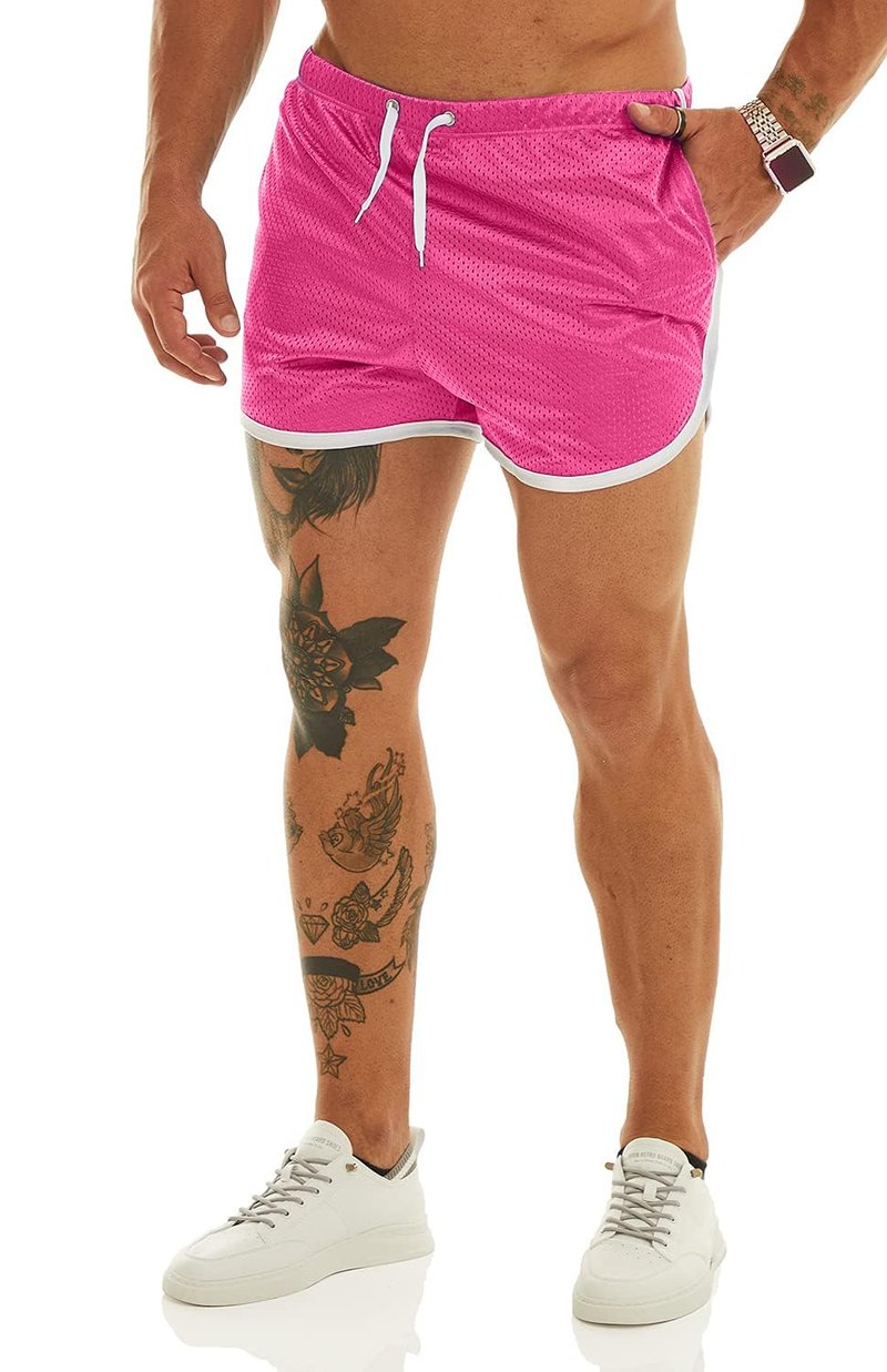Ouber Men's Fitted Shorts Bodybuilding Workout Gym Running Tight Lifting Shorts with Pockets Green, XXL