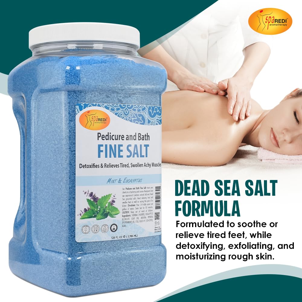 SPA REDI - Detox Foot Soak Pedicure and Bath Fine Salt, Lavender and Wildflower, 128 Oz - Made with Dead Sea Salts, Argan Oil, Coconut Oil, and Essential Oil, Hydrates, Softens and Moisturizes