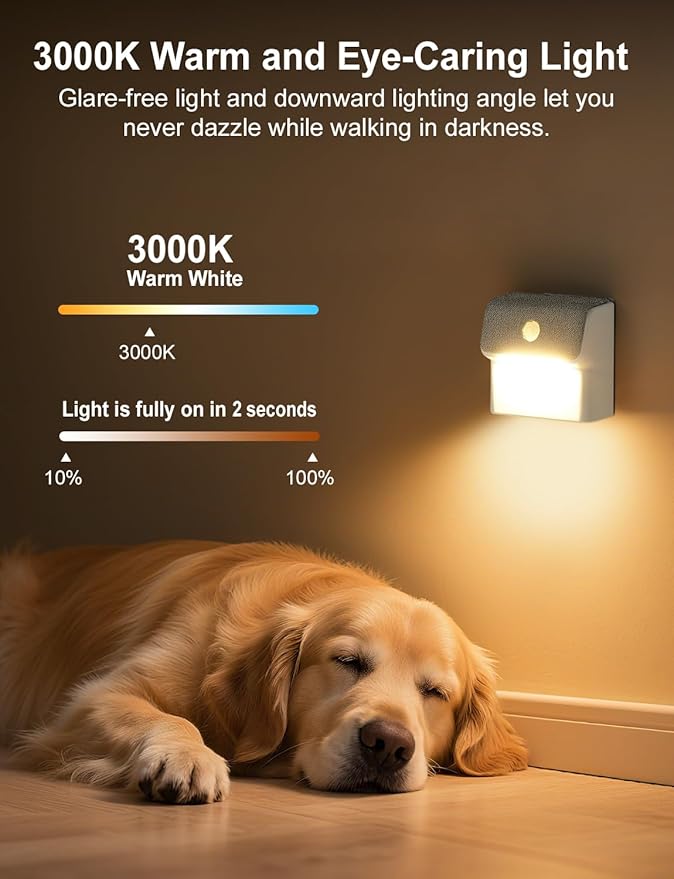 LED Linkage Motion Sensor Night Light, Magnetic Stick-On Motion Activated Light, Rechargeable Battery Powered Wall Lamp, Dimmable Warm White Light, for Bedroom, Hallway, Stairs, Kitchen, 5 Pack