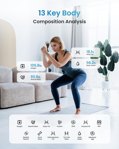 RENPHO Scales for Body Weight, Digital Bathroom Scales with High Precision Sensors, Bluetooth Weighing Scales Body Composition Monitors with App, Elis 1