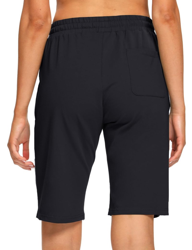 EZRUN Womens Bermuda Shorts Summer Sweat Shorts with Deep Pockets 10" Cotton Shorts for Women Gym Workout