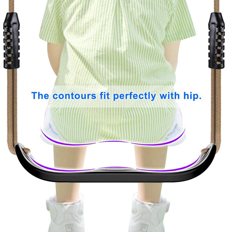 SELEWARE Plastic Swing Seat, Non Slip Tree Swing Set with Adjustable Rope and 4 Carabiners, Heavy Duty Playground Swing Set Accessories for Kid Indoor Outdoor Backyard, Black, 2 Pack