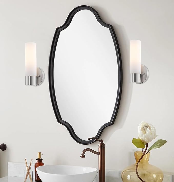 Kira Home Sol 10" Modern Wall Sconce with Frosted Glass Shade, for Bathroom/Vanity, Brushed Nickel Finish, 2-Pack