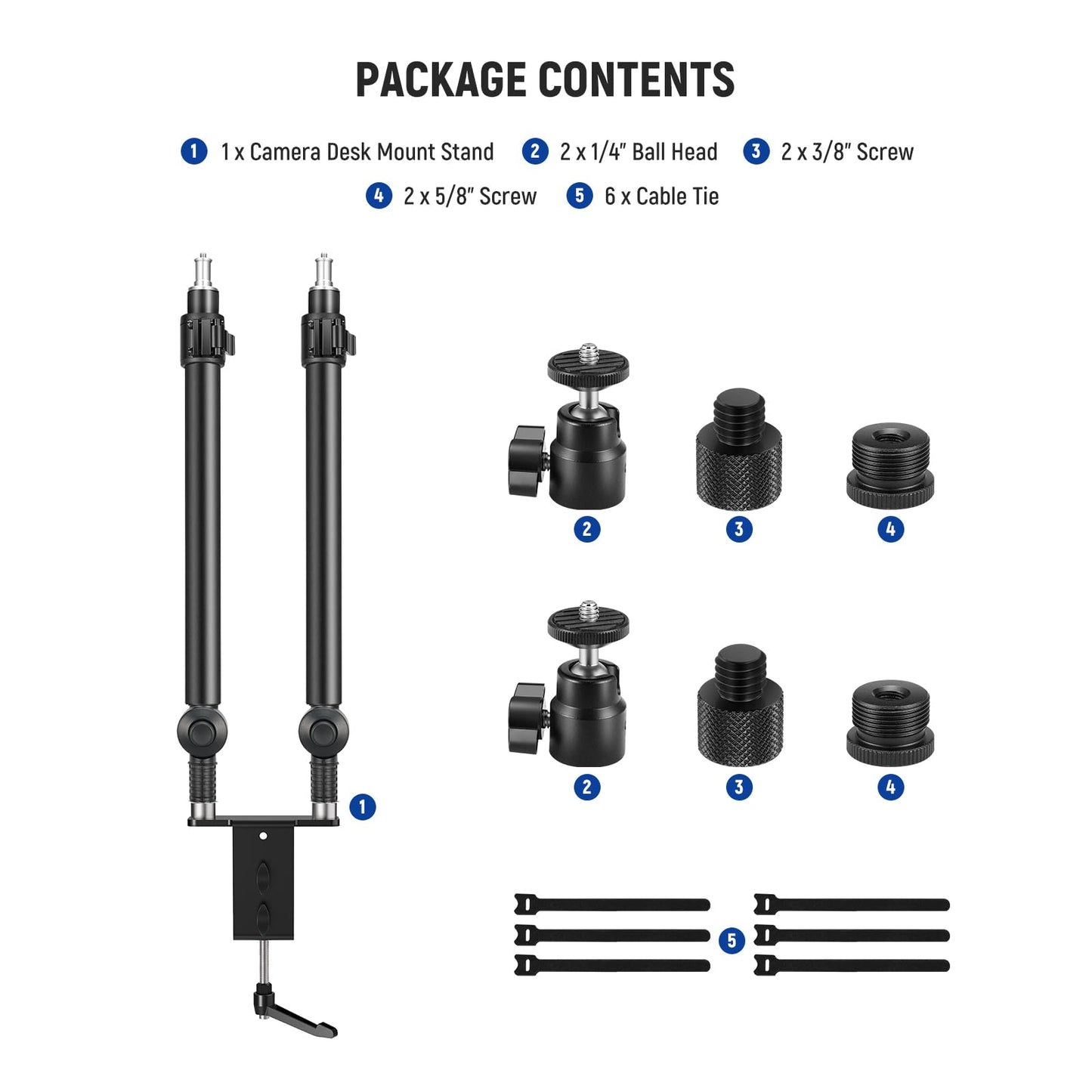 NEEWER Extendable Camera Desk Mount with Ball Head, 17"-40" Adjustable Table Light Stand with 1/4" Screw & C Clamp for DSLR Camera, Ring Light, Live Stream, Vlog, Max Load: 6.6lb/3kg, TL283 (RED)