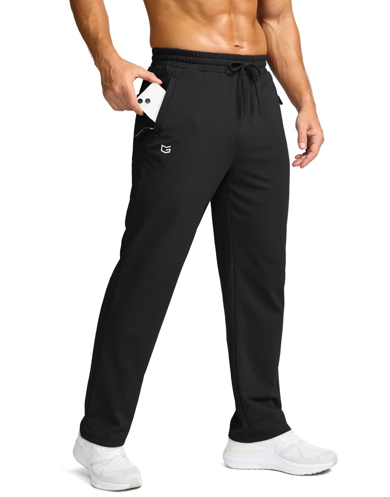 G Gradual Men's Fleece Lined Pants with 3 Zipper Pockets Water Resistant Winter Warm Hiking Pants Athletic Sweatpants for Men