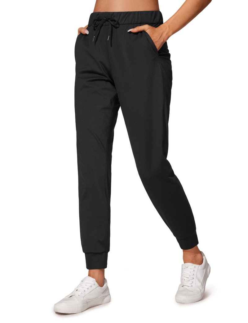 CRZ YOGA 4-Way Stretch Workout Joggers for Women 28" Casual Travel Lounge Athletic Pants with Pockets Black Medium