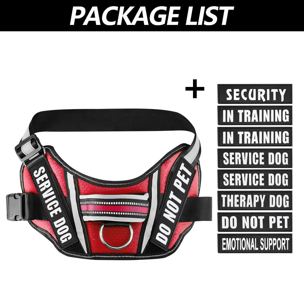 Dog Vest Harness and Patches Set, Animire in Training Service Dog Harness with 10 Dog Patches, Reflective Dog Vest with Handle for Small, Medium, Large, and Extra-Large Dogs