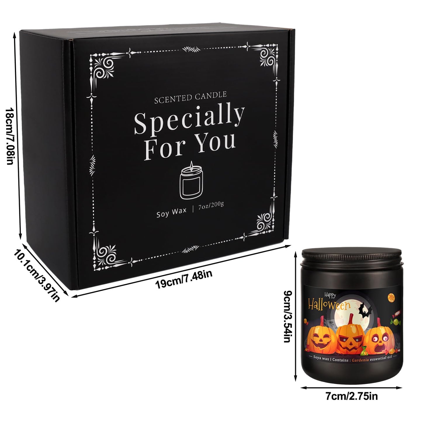 Wfmolcand Halloween Candle Set, 4 Pack Scented Candles Gift with Pumpkin|Skull|Ghost|Witch|, Long Lasting Burn Candles (7 oz Each), for Halloween Decorations Indoor, Candle Gift Set for Holiday.