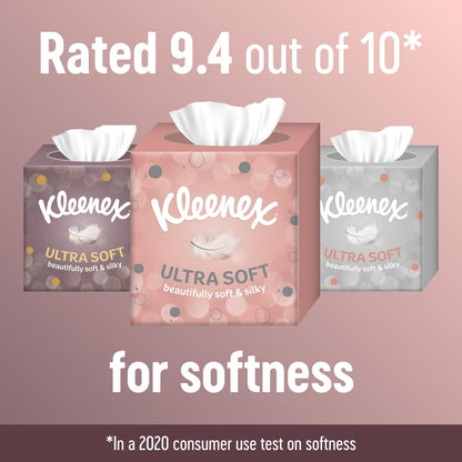 Kleenex Ultra Soft Facial Tissues - Pack of 12 Cube Tissue Boxes - Our Softest Tissue - Supremely Soft And Silky Designed With Luxury In Mind