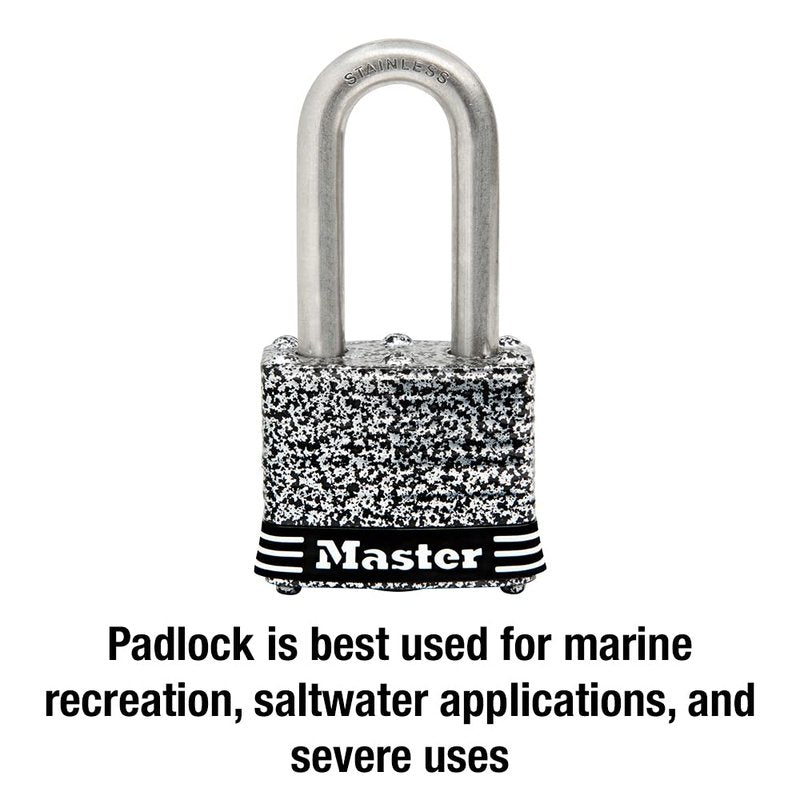 Master Lock 3SSKADLF Stainless Steel Outdoor Padlock with Key, 1 Pack