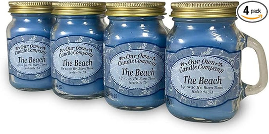 Our Own Candle Company The Beach Scented Mini Mason Jar Candle, 3.5 Ounce (4 Pack)