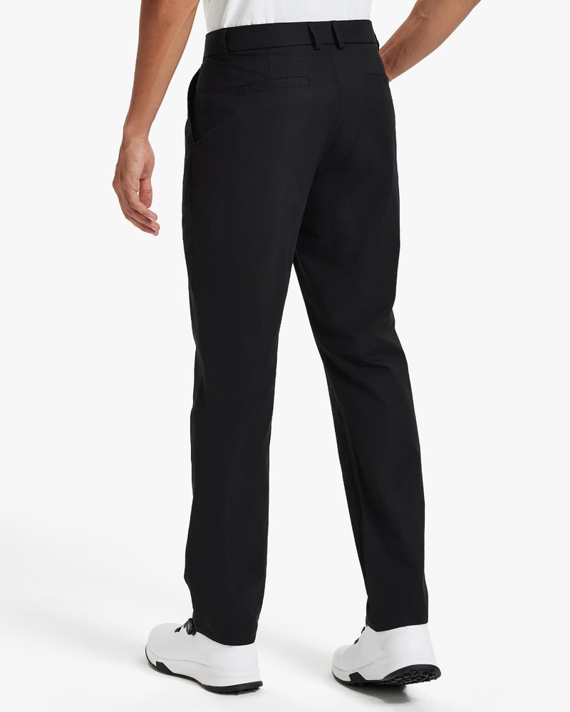 Vytroon Mens Golf Pants All-Day Stretch Chinos 30"/32"/34" Water-Resistant Quick Dry Lightweight Work Dress Trousers with 4 Pockets for Business Casual Travel, Black, 32W x 30L