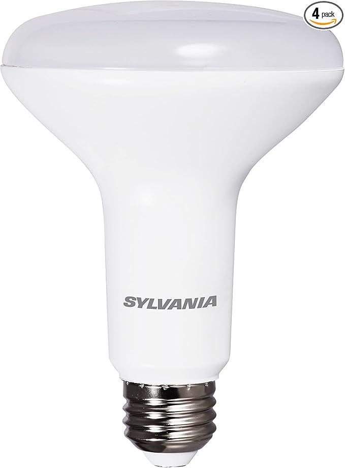 LEDVANCE Sylvania ECO LED BR30 Light Bulb, 65W = 9W, Dimmable, Frosted Finish, 650 Lumens, 3000K, Neutral White - 4 Pack (41101)