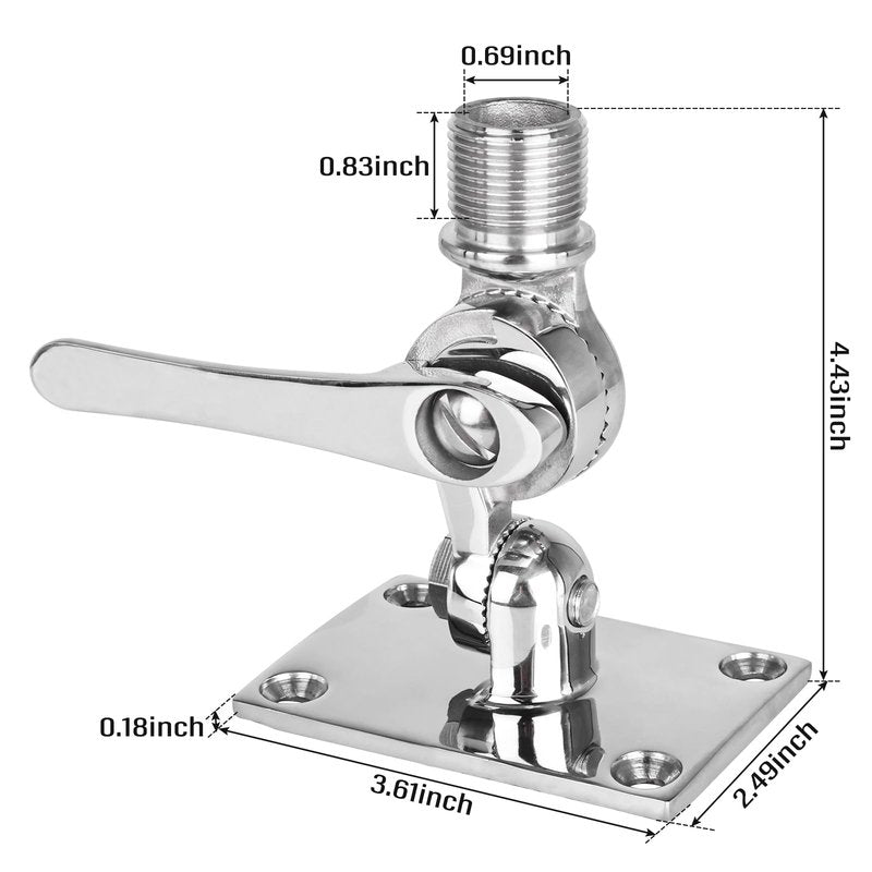NovelBee Marine VHF Antenna Mount,316 Stainless Steel Antenna Adjustable Base Bracket Holder for Boats