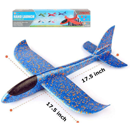 BooTaa 2 Pack Airplane Toys, 17.5" Large Throwing Foam Plane, 2 Flight Mode Glider, Flying Toy for Kids, Birthday Gifts for 3 4 5 6 7 8 9 10 11 12 Year Old Boys Girls, Outdoor Sport Toys Party Favors