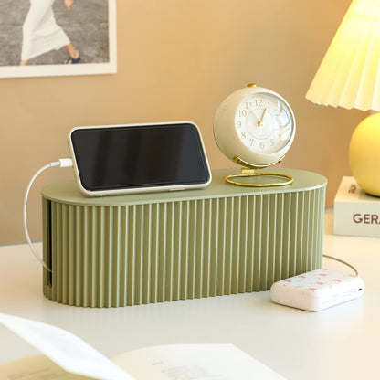 FABROK Cable Management Box, Cord Organizer Box with 10 Cable Ties, Power Strip Storage to Hide Charger Adapter Power Cord Charging Station(Small/Green)